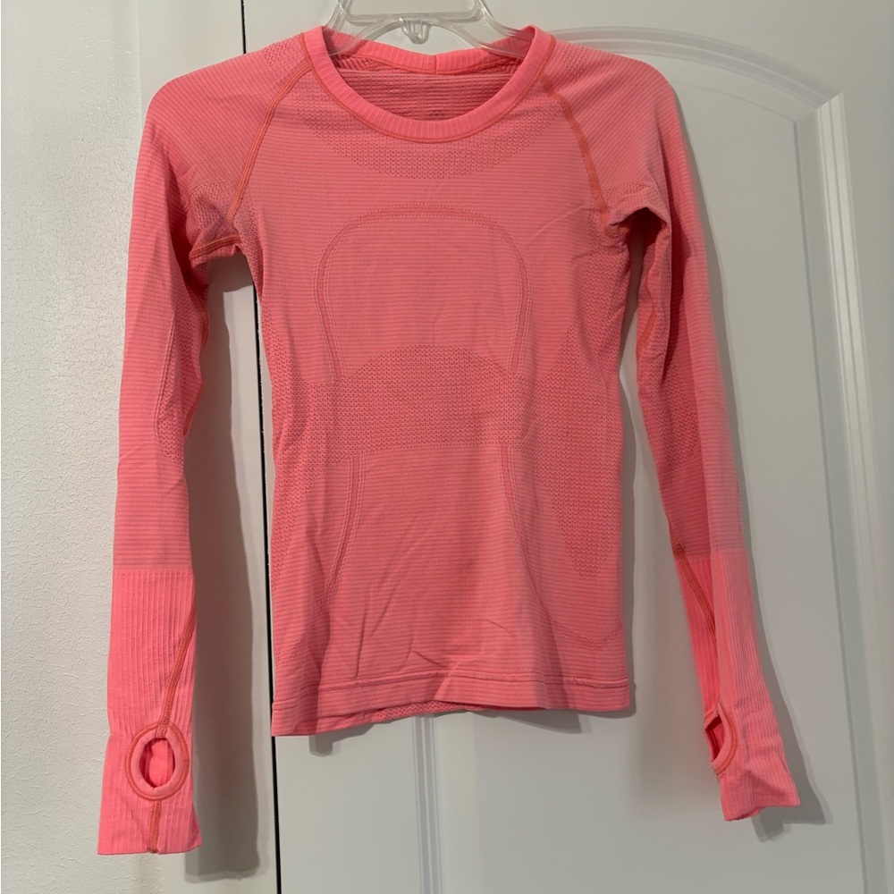 Pink Lululemon Long Sleeve Swiftly Shirt